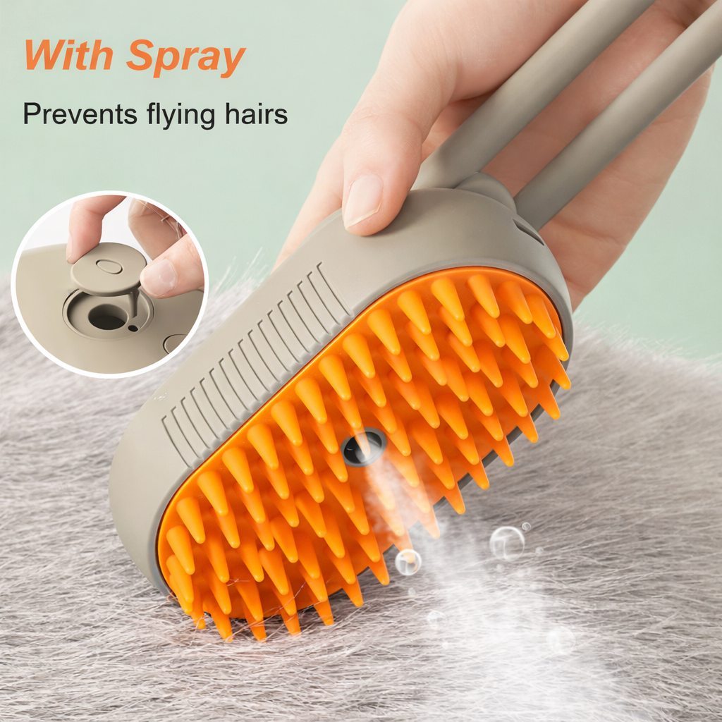 Self-Cleaning Pet Brush with Steam Spray