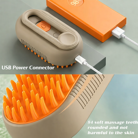 Self-Cleaning Pet Brush with Steam Spray